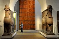 The British Museum – human-headed winged lions and reliefs from Nimrud with the Gates of Balawat