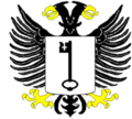Coat of arms of the town of Berg en Terblijt in the Netherlands, an example of the prolific use of the eagle in European heraldry.