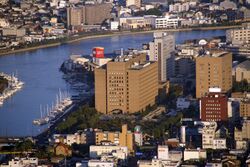 The confluence of the Shinmachi River and the Suketō River in Tokushima City, Tokushima Prefecture centered on the prefectural headquarters