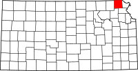 Map of Kansas highlighting براون