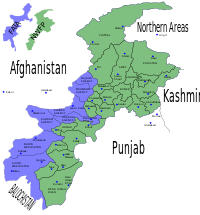 Map of المناطق القبلية في باكستان with {{{district}}} highlighted