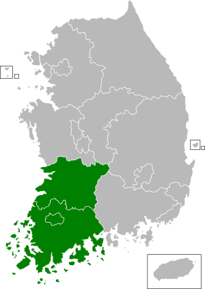 Map of Jeolla-Honam, South Korea.svg