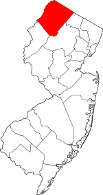 Map of New Jersey highlighting سسكس