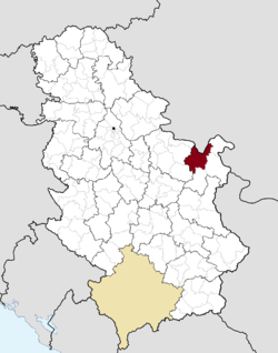 Location of the municipality of Majdanpek within Serbia