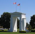 The Peace Arch at the Canada – United States border, the longest common border in the world.