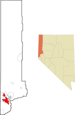 Location of Reno in Washoe County, Nevada
