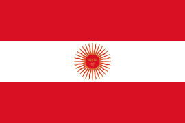 Second design of the flag of Peru featuring Inti