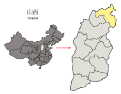 Location of Datong City jurisdiction in Shanxi