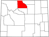 Map of Wyoming highlighting بيغ هورن