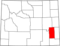 Map of Wyoming highlighting بلاتي