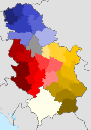 خريطة المحافظات الحالية لصربيا