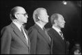 Menachem Begin, Jimmy Carter, and Anwar Sadat at Camp David, September 7, 1978.