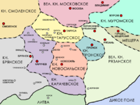 Early principalities on the Upper Oka ح. 1300   Principality of Tarusa   Principality of Novosil'   Principality of Karachev