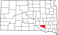 Map of South Dakota highlighting دوغلاس