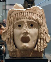 A Greek tragic mask dating to the 1st century BC or 1st century AD.