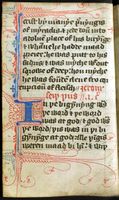 Typical Gothic pen flourishes in an unillustrated working copy of John's gospel in English, late 14th century.