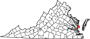 Map of Virginia highlighting Mathews County