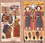 1960 Weaving by Maryam Hermina. "Healing the Woman" left, "St.Cosman & St.Damien", right, woven at Ramses Wissa Wassef Museum - Giza