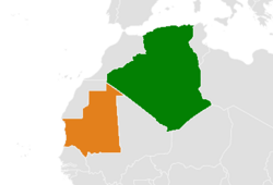 Map indicating locations of Algeria and Mauritania