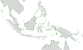 The location and relative density of mangroves in Southeast Asia and Australasia