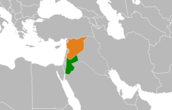 Map indicating locations of Jordan and Syria
