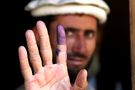 Purple ink on an Afghan voter's finger