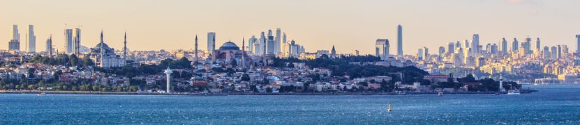 View of the European side of Istanbul from the southern entrance to the Bosphorus.