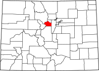 Map of Colorado highlighting كلير كريك