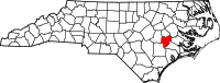 Map of North Carolina highlighting لينوير