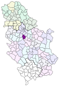 Location of the municipality of Aranđelovac within Serbia