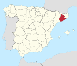 Map of Spain with Province of Barcelona highlighted
