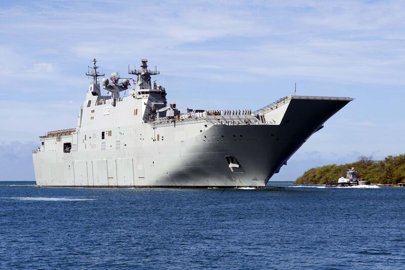 ملف:HMAS Canberra arrives at Joint Base Pearl Harbor-Hickam for RIMPAC 2016.jpg