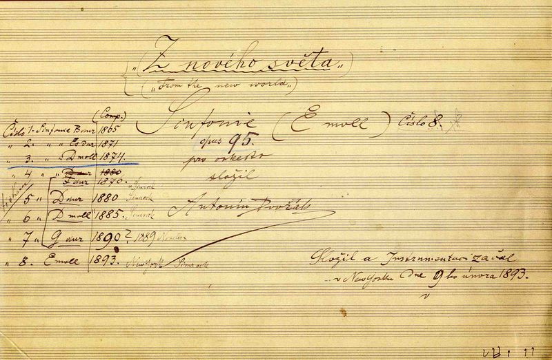 ملف:The title page of the autograph score of Dvořák's ninth symphony.jpg